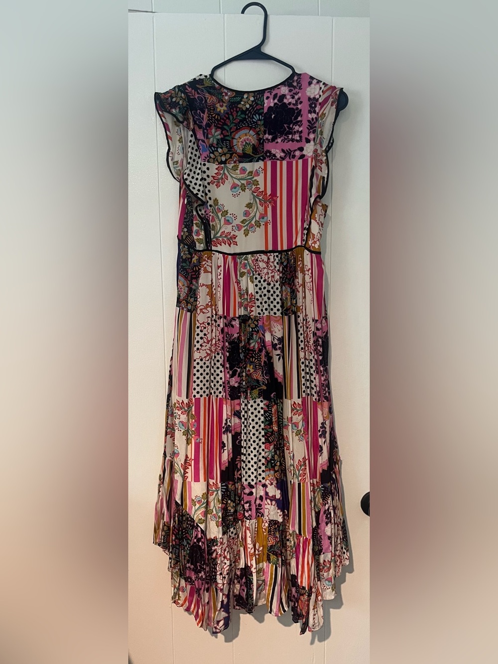 Anthropologie Floral Patchwork Midi Dress in Purple and Pink- size 6 - Picture 3 of 3